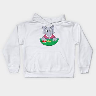 Elephant at Poker with Cards Kids Hoodie